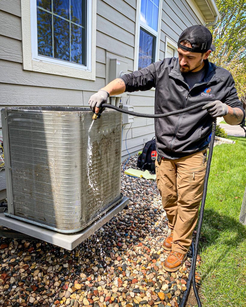 Thelen Plumbing, Heating, and Air cleans and repairs air conditioning system
