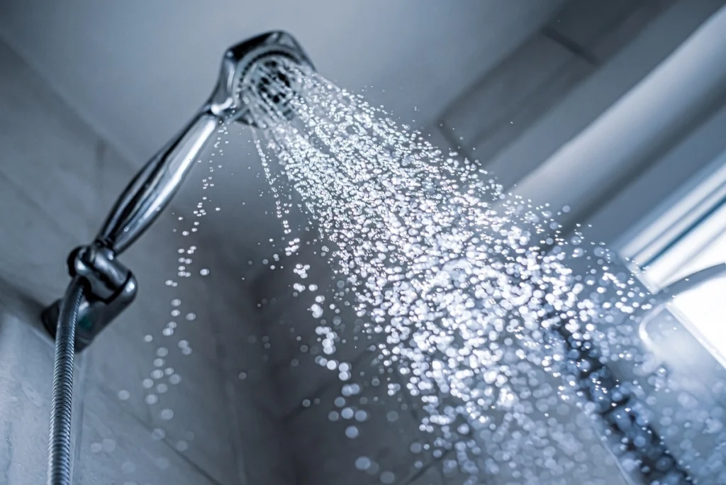 shower head spraying water