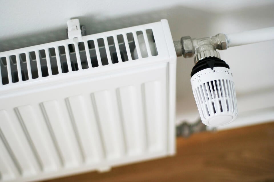 radiator heater-overhead view of a radiator in a home