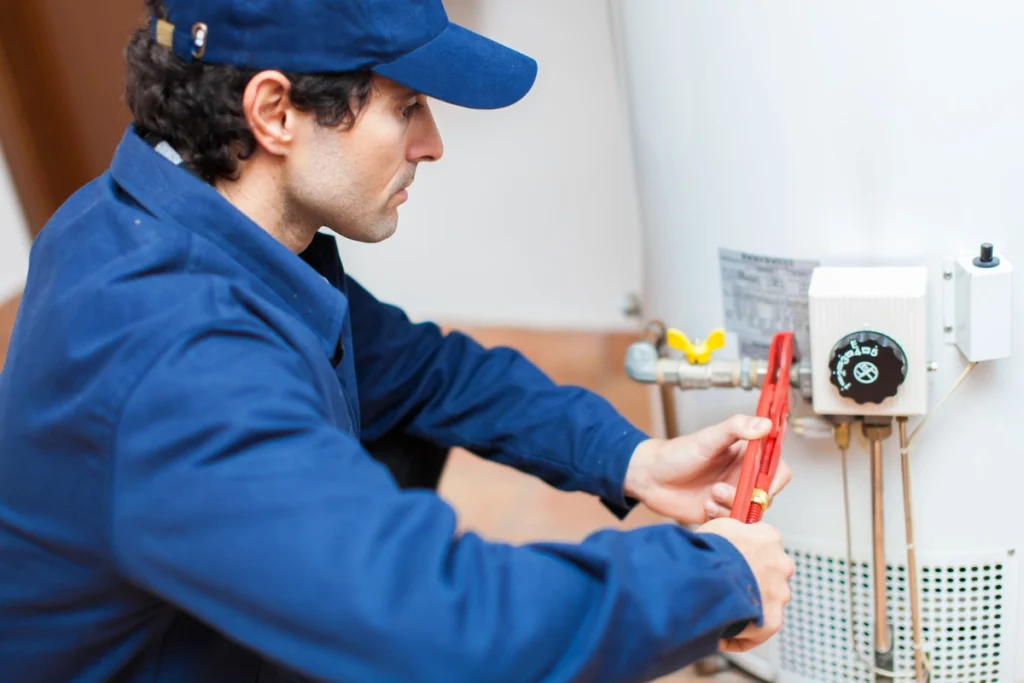 fixing a water heater in home