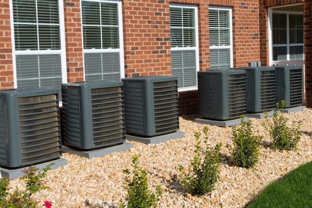 A/C units connected to apartment building